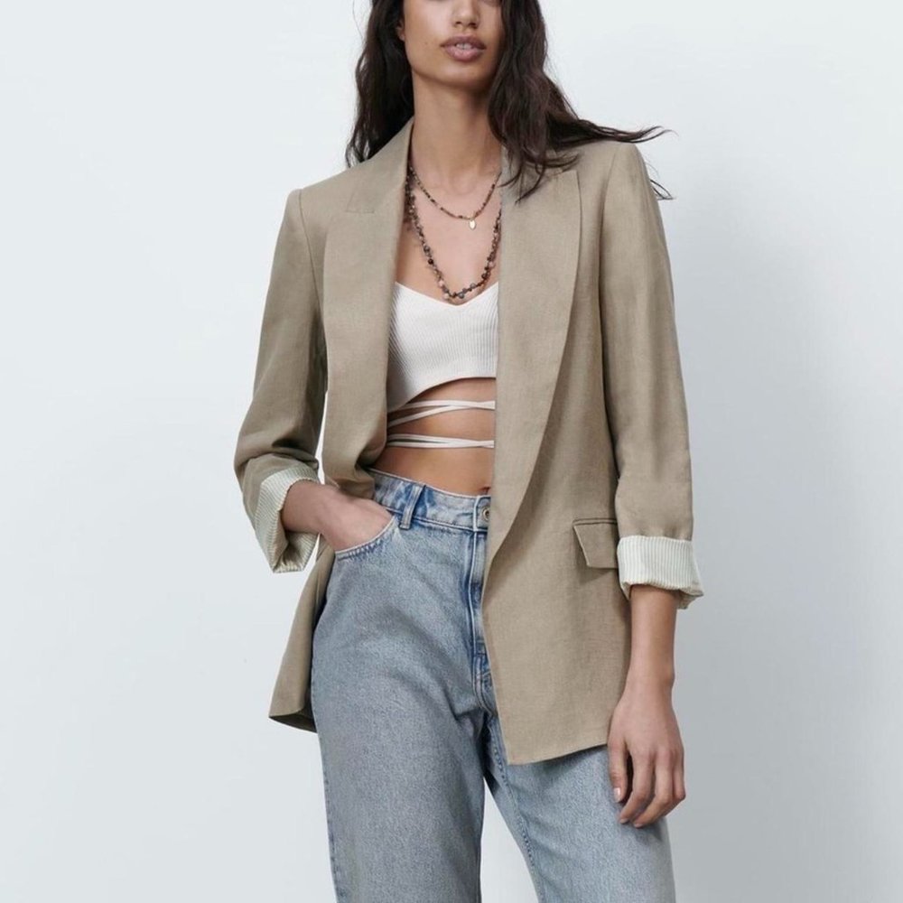 Zara Heather Beige Blazer- Size S